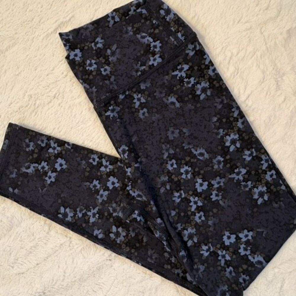 All In Motion Girls Floral Leggings Navy Blue Size L (10/12)